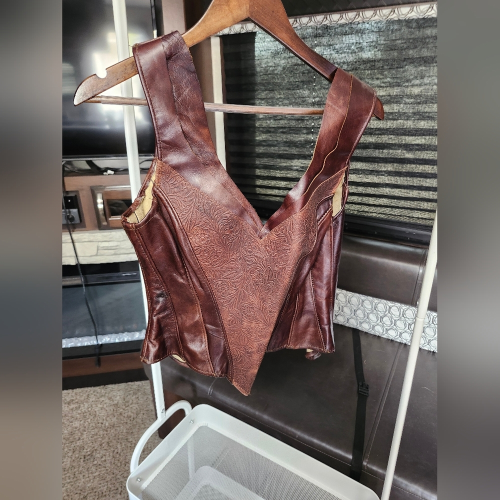 Leather overbust vest